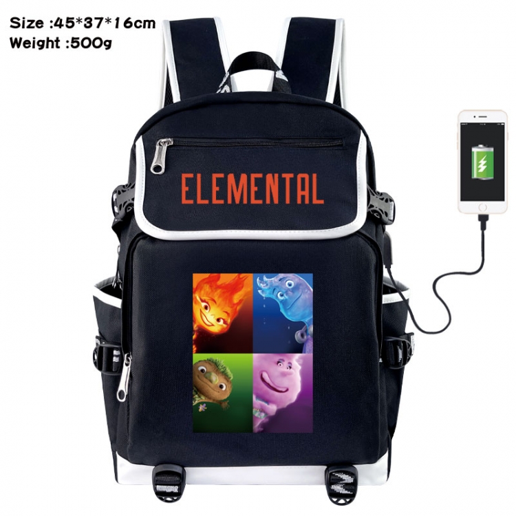 Elemental Anime Flip Data Cable USB Backpack School Bag 45X37X16CM