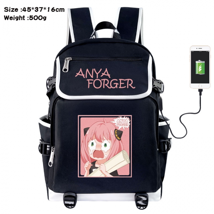 SPY×FAMILY Anime Flip Data Cable USB Backpack School Bag 45X37X16CM