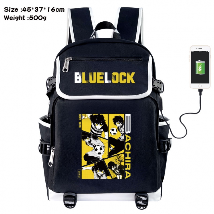 BLUE LOCK Anime Flip Data Cable USB Backpack School Bag 45X37X16CM