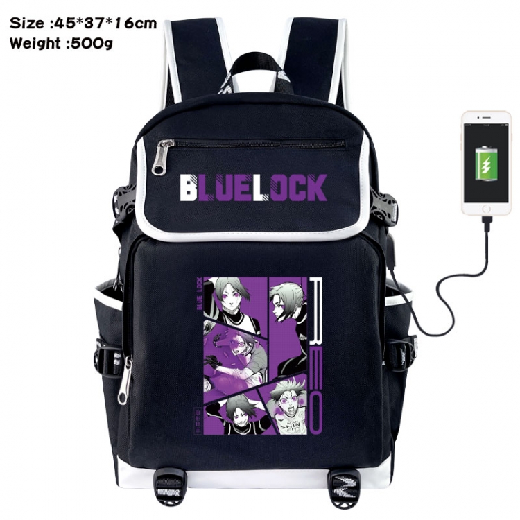 BLUE LOCK Anime Flip Data Cable USB Backpack School Bag 45X37X16CM