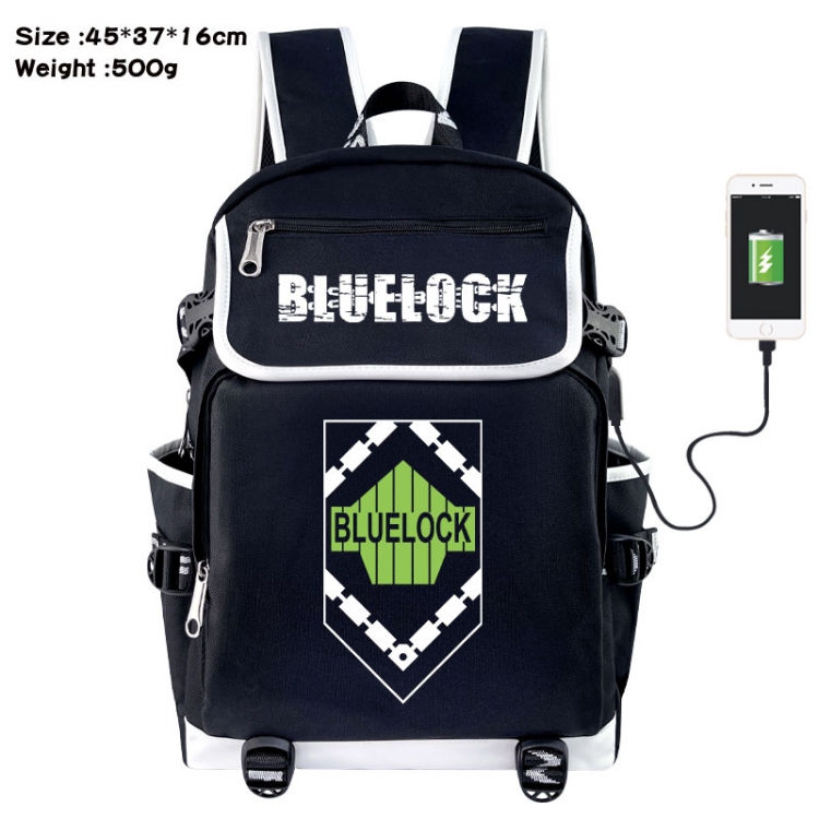 BLUE LOCK Anime Flip Data Cable USB Backpack School Bag 45X37X16CM