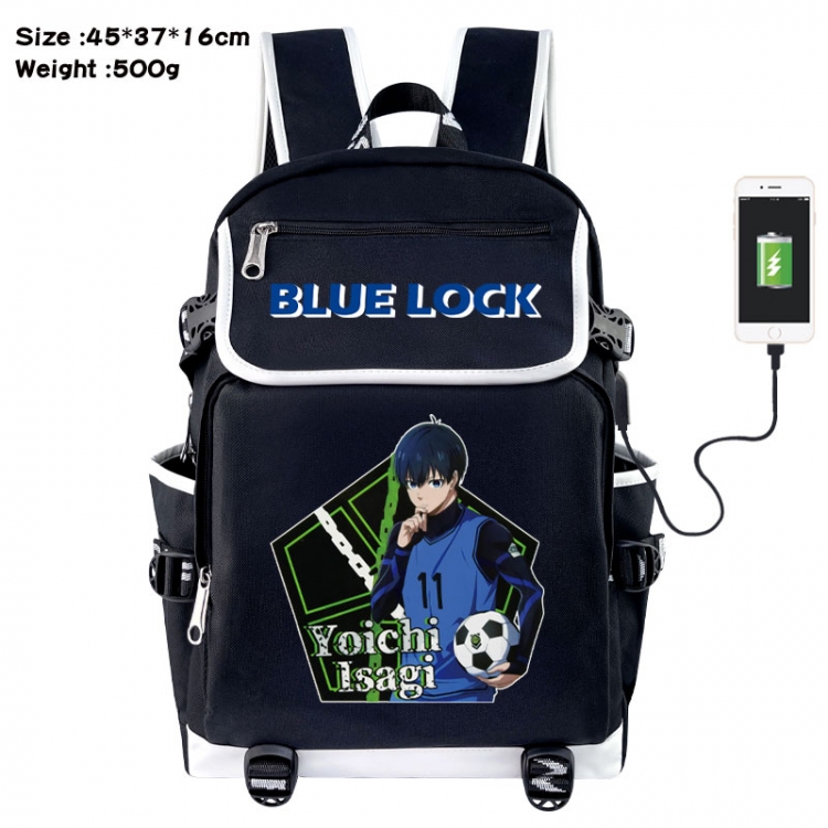 BLUE LOCK Anime Flip Data Cable USB Backpack School Bag 45X37X16CM