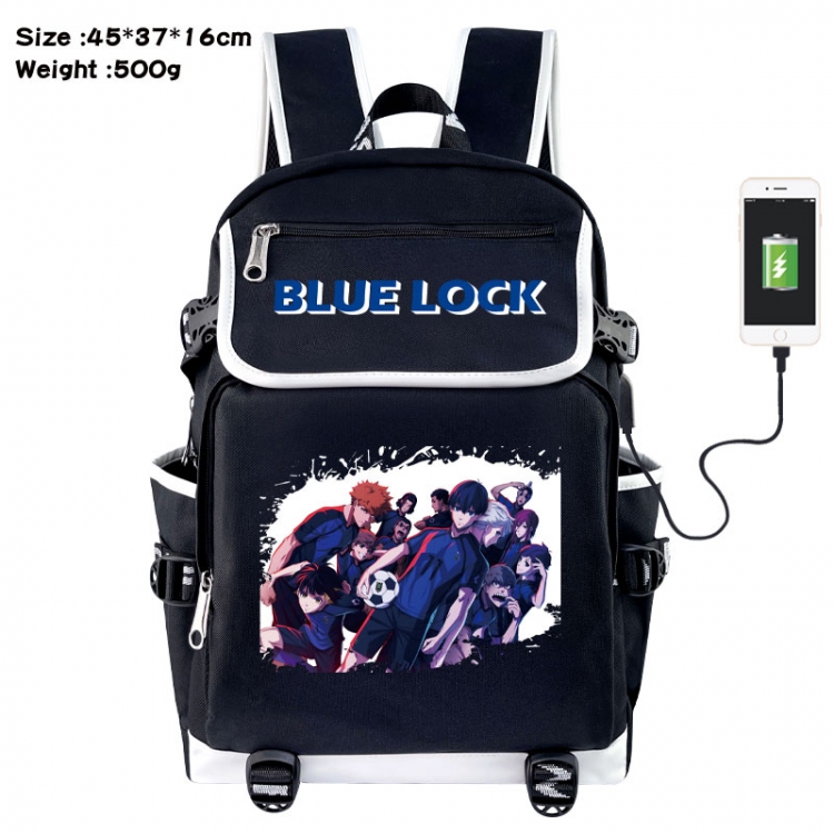 BLUE LOCK Anime Flip Data Cable USB Backpack School Bag 45X37X16CM