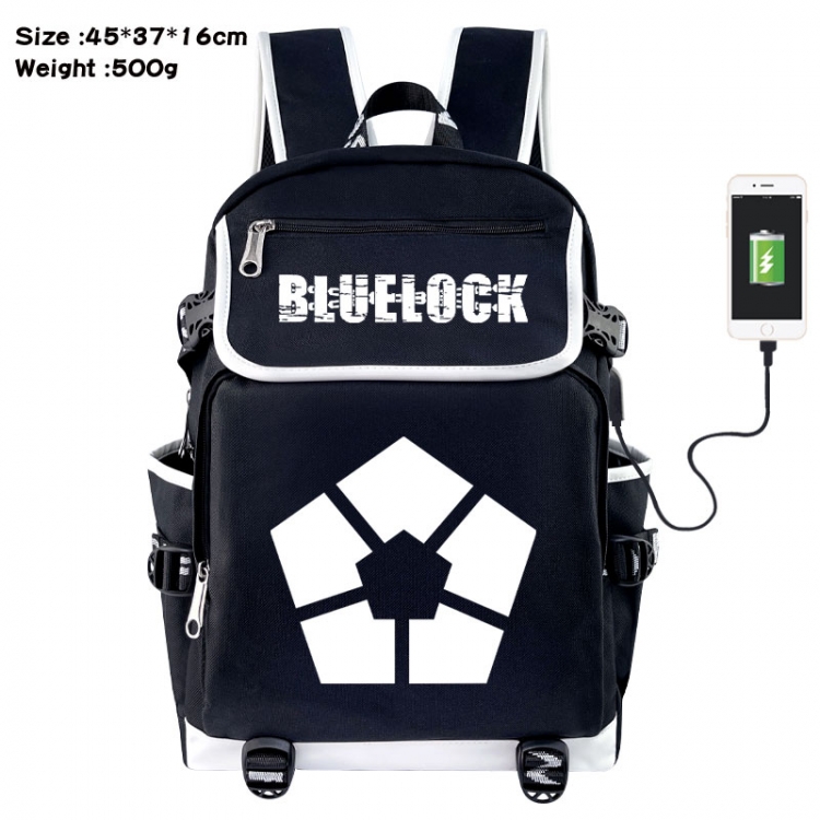 BLUE LOCK Anime Flip Data Cable USB Backpack School Bag 45X37X16CM