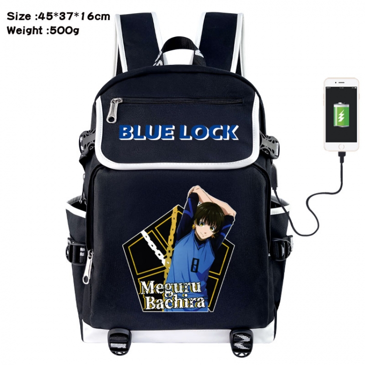 BLUE LOCK Anime Flip Data Cable USB Backpack School Bag 45X37X16CM