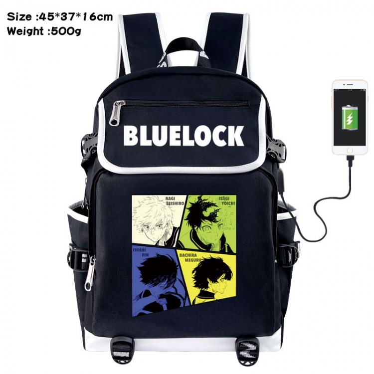 BLUE LOCK Anime Flip Data Cable USB Backpack School Bag 45X37X16CM