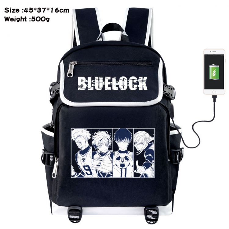 BLUE LOCK Anime Flip Data Cable USB Backpack School Bag 45X37X16CM