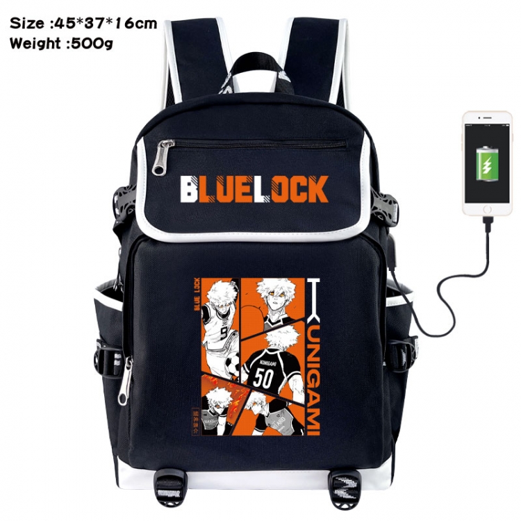 BLUE LOCK Anime Flip Data Cable USB Backpack School Bag 45X37X16CM