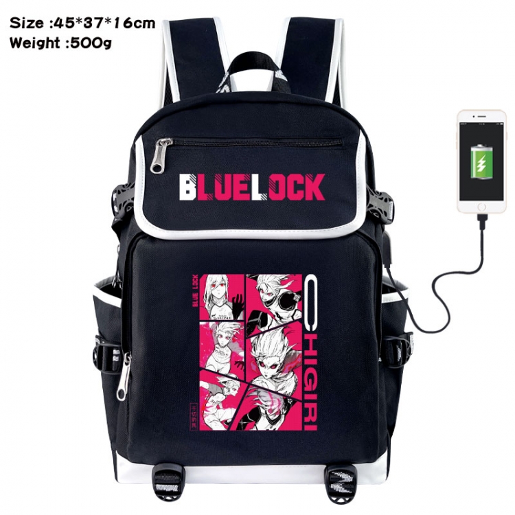 BLUE LOCK Anime Flip Data Cable USB Backpack School Bag 45X37X16CM