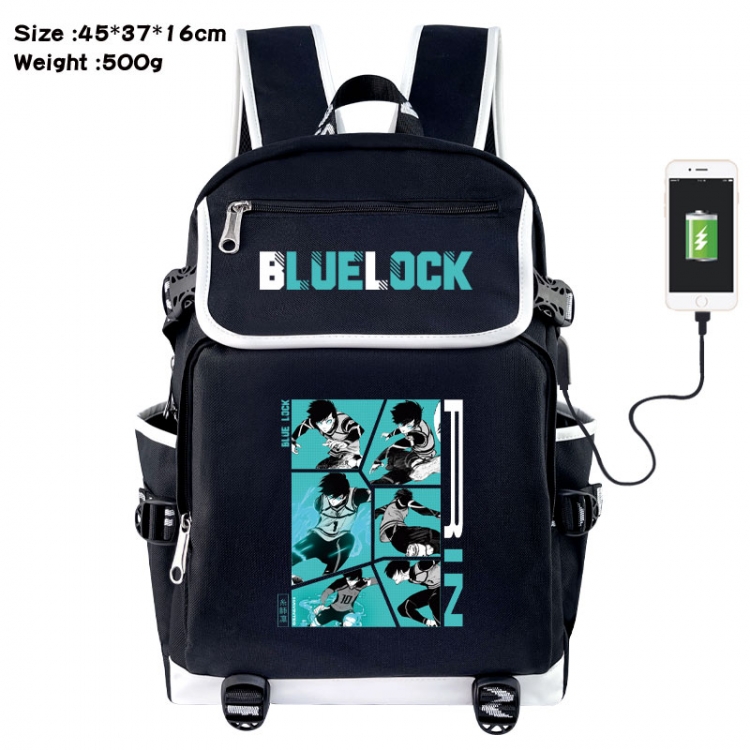 BLUE LOCK Anime Flip Data Cable USB Backpack School Bag 45X37X16CM