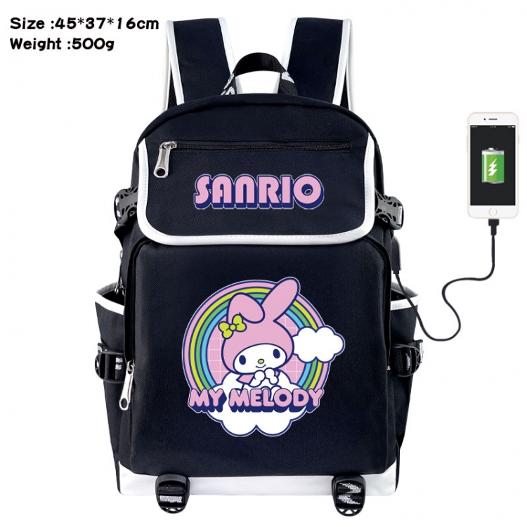Sanrio Anime Flip Data Cable USB Backpack School Bag 45X37X16CM