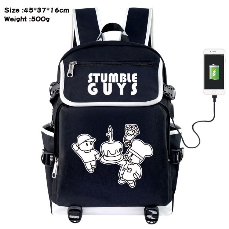 Fall Guys: Ultimate Knockout Anime Flip Data Cable USB Backpack School Bag 45X37X16CM