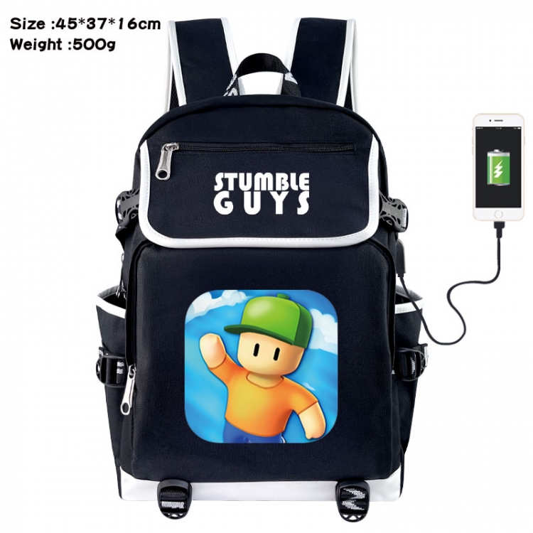 Fall Guys: Ultimate Knockout Anime Flip Data Cable USB Backpack School Bag 45X37X16CM