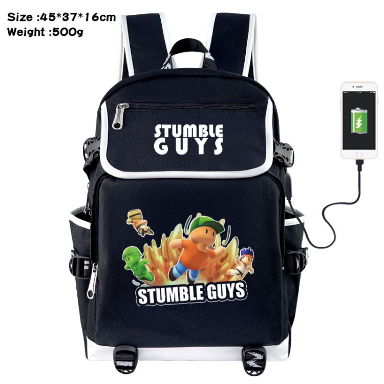 Fall Guys: Ultimate Knockout Anime Flip Data Cable USB Backpack School Bag 45X37X16CM