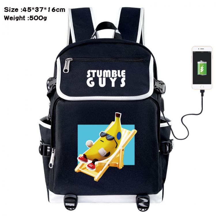 Fall Guys: Ultimate Knockout Anime Flip Data Cable USB Backpack School Bag 45X37X16CM