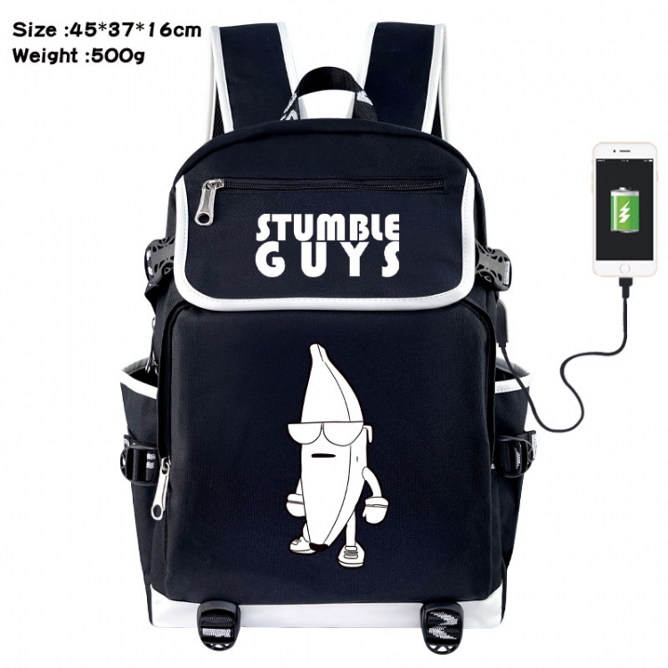 Fall Guys: Ultimate Knockout Anime Flip Data Cable USB Backpack School Bag 45X37X16CM