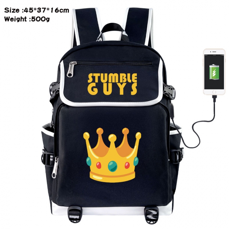 Fall Guys: Ultimate Knockout Anime Flip Data Cable USB Backpack School Bag 45X37X16CM