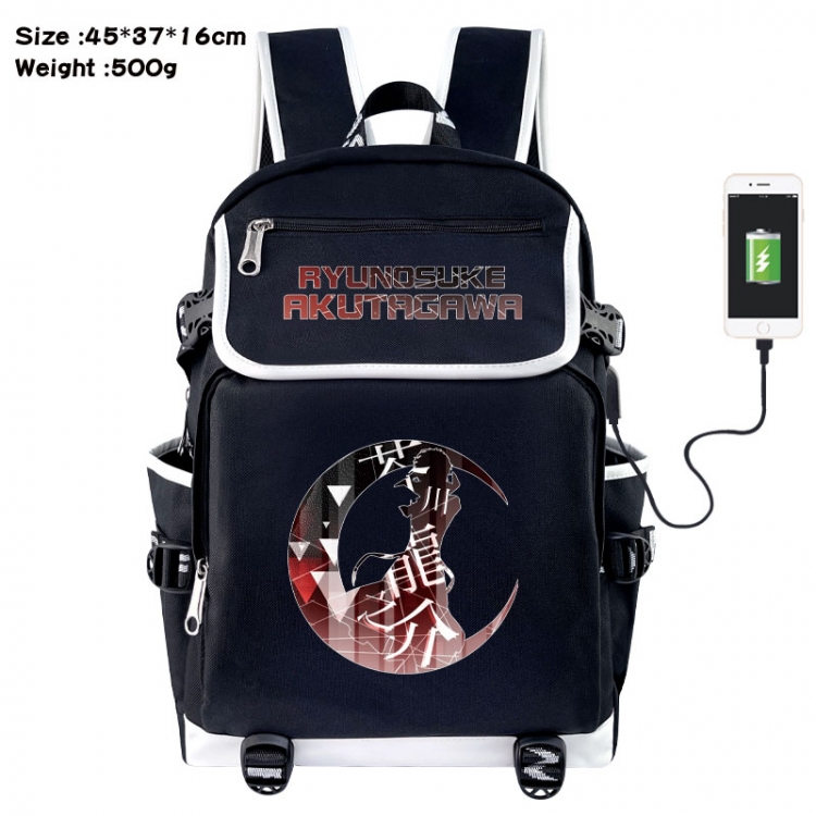 Bungo Stray Dogs Anime Flip Data Cable USB Backpack School Bag 45X37X16CM