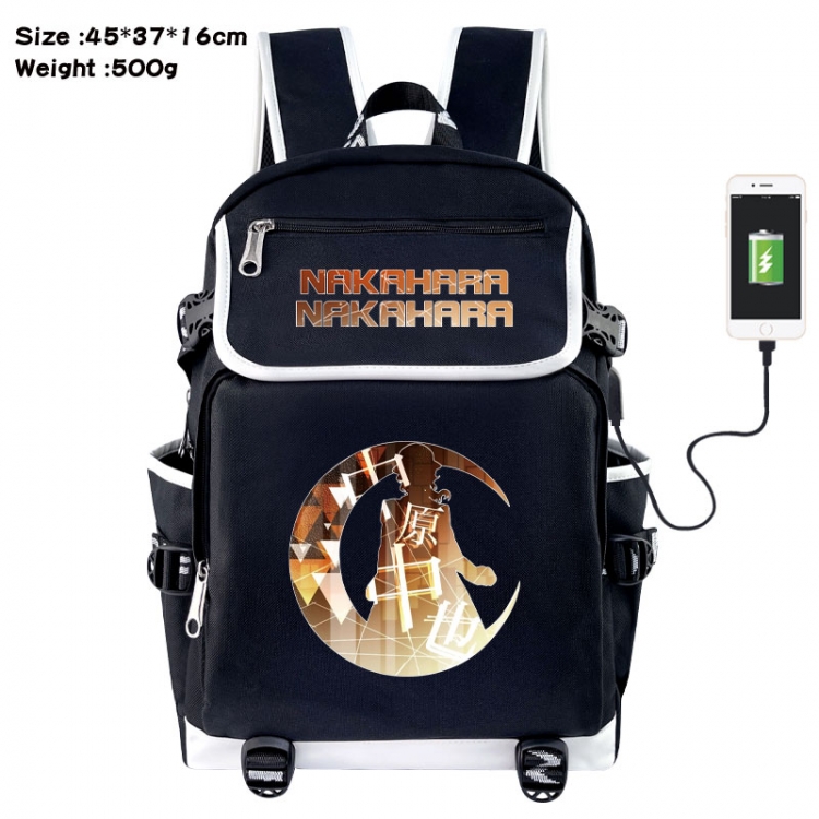 Bungo Stray Dogs Anime Flip Data Cable USB Backpack School Bag 45X37X16CM