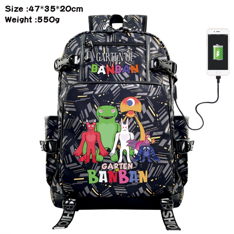 Garten of Banban Anime data cable camouflage print USB backpack schoolbag 47x35x20cm