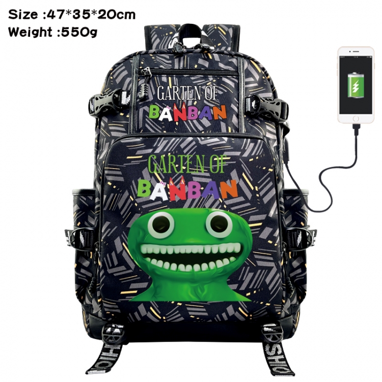 Garten of Banban Anime data cable camouflage print USB backpack schoolbag 47x35x20cm