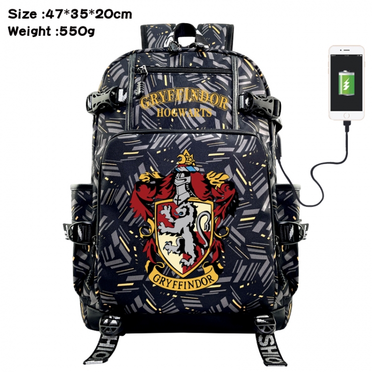 Harry Potter Anime data cable camouflage print USB backpack schoolbag 47x35x20cm