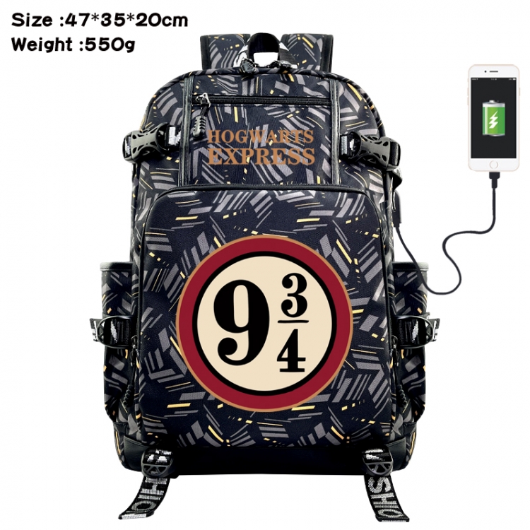 Harry Potter Anime data cable camouflage print USB backpack schoolbag 47x35x20cm
