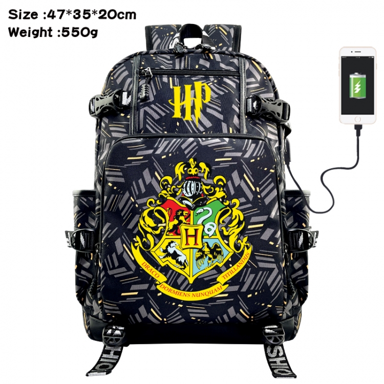 Harry Potter Anime data cable camouflage print USB backpack schoolbag 47x35x20cm
