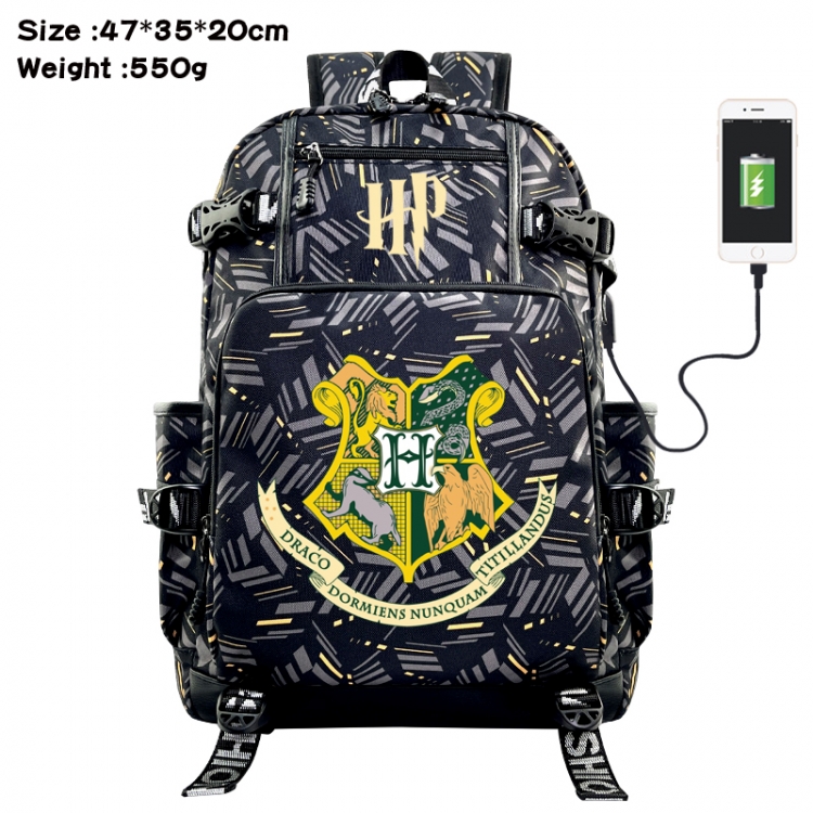 Harry Potter Anime data cable camouflage print USB backpack schoolbag 47x35x20cm