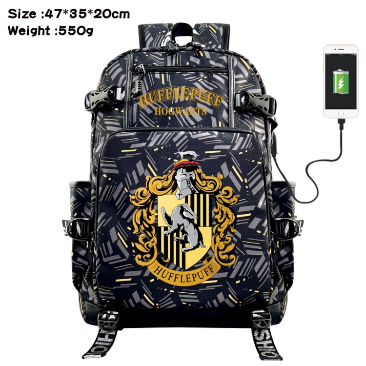 Harry Potter Anime data cable camouflage print USB backpack schoolbag 47x35x20cm