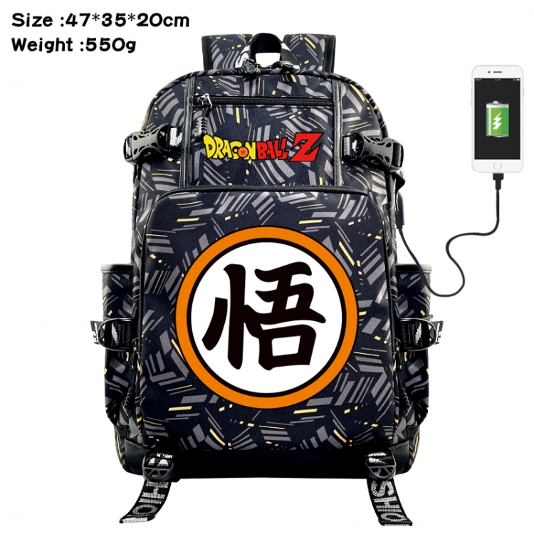 DRAGON BALL Anime data cable camouflage print USB backpack schoolbag 47x35x20cm