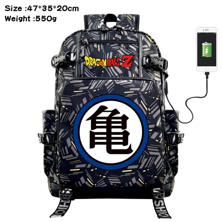 DRAGON BALL Anime data cable camouflage print USB backpack schoolbag 47x35x20cm