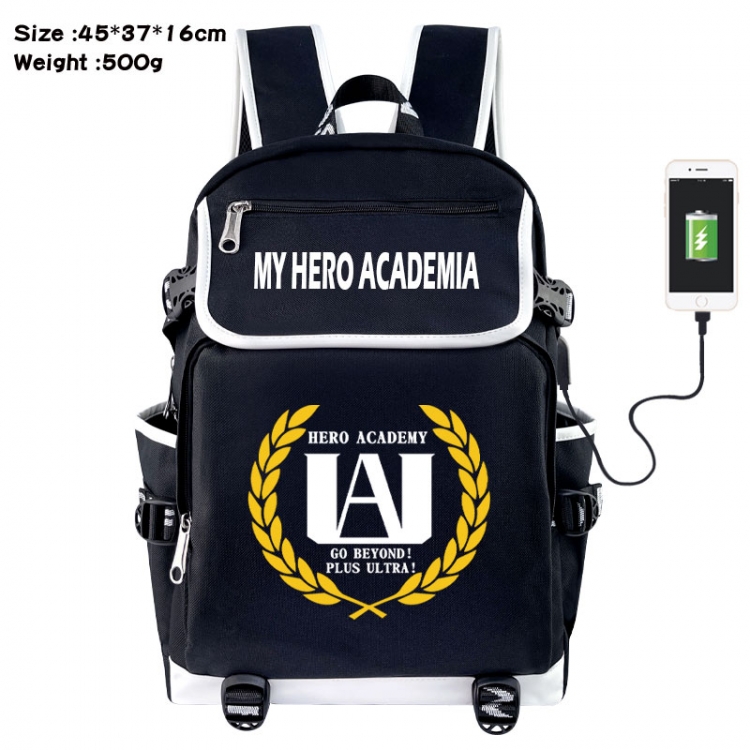 My Hero Academia Anime Flip Data Cable USB Backpack School Bag 45X37X16CM