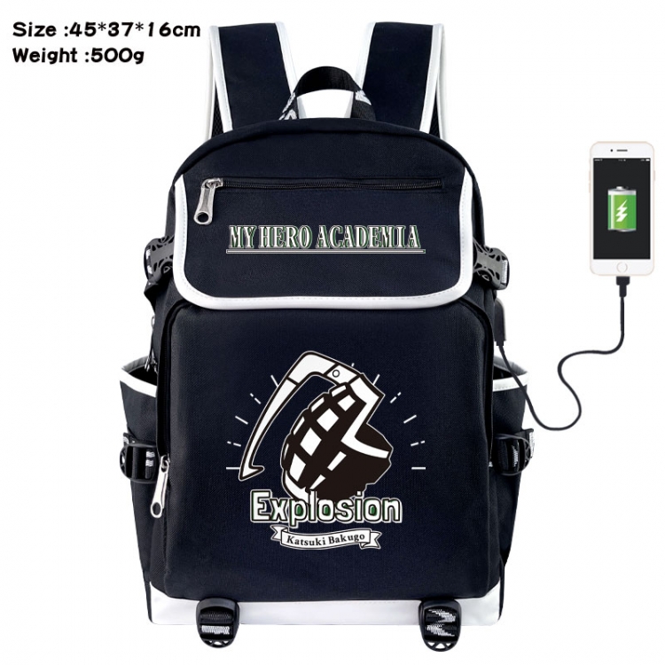 My Hero Academia Anime Flip Data Cable USB Backpack School Bag 45X37X16CM