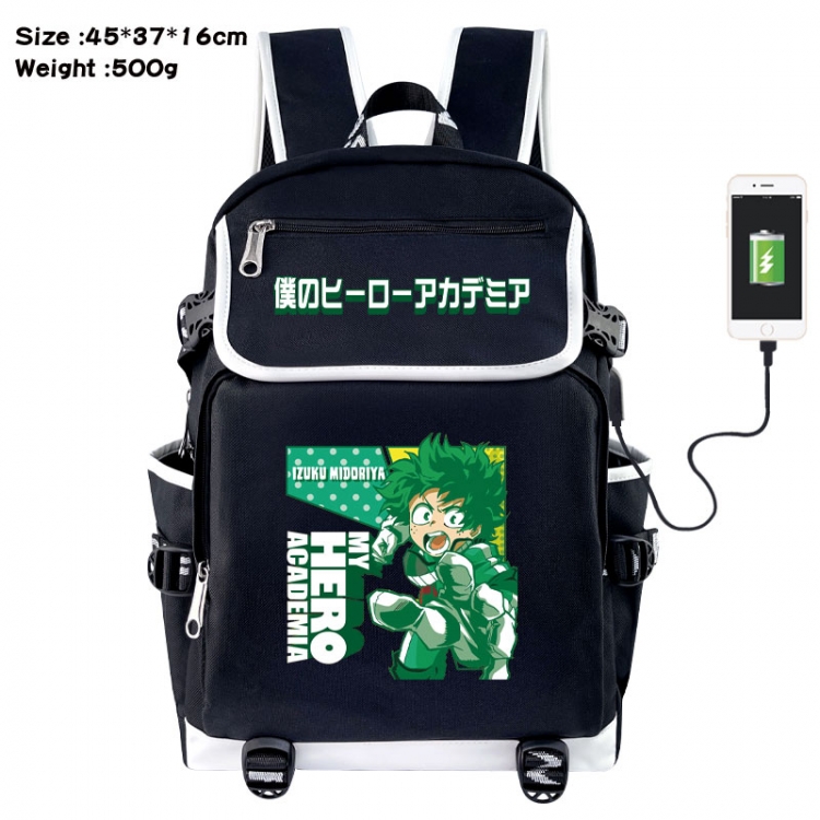 My Hero Academia Anime Flip Data Cable USB Backpack School Bag 45X37X16CM