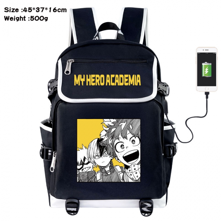 My Hero Academia Anime Flip Data Cable USB Backpack School Bag 45X37X16CM