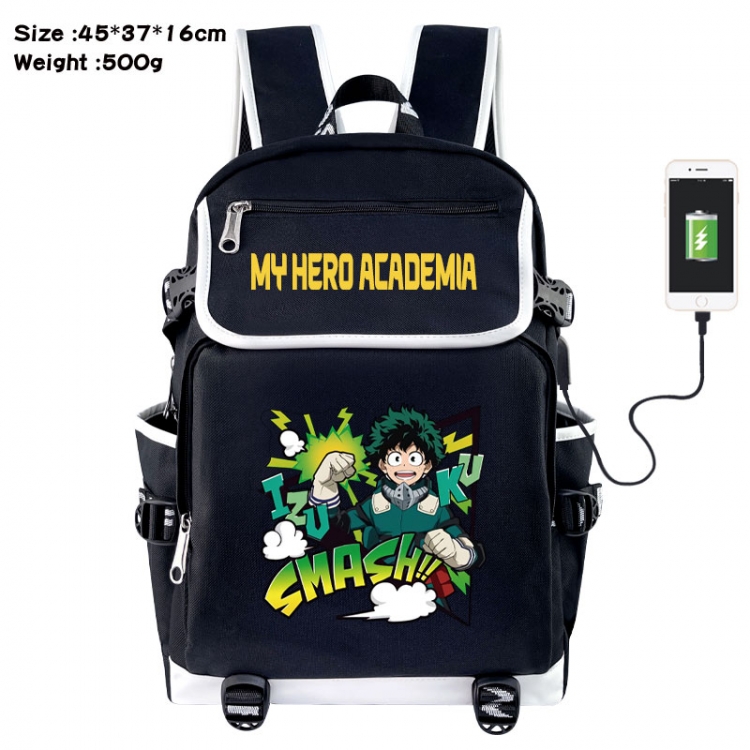 My Hero Academia Anime Flip Data Cable USB Backpack School Bag 45X37X16CM
