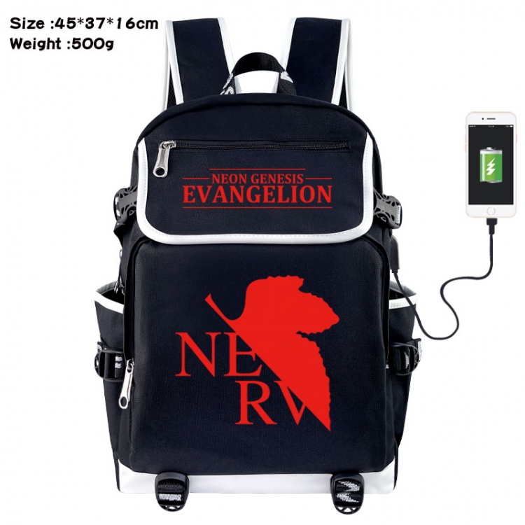 EVA  Anime Flip Data Cable USB Backpack School Bag 45X37X16CM