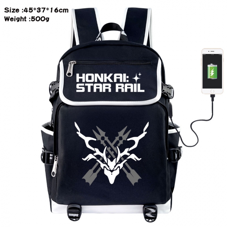 Honkai: Star Anime Flip Data Cable USB Backpack School Bag 45X37X16CM