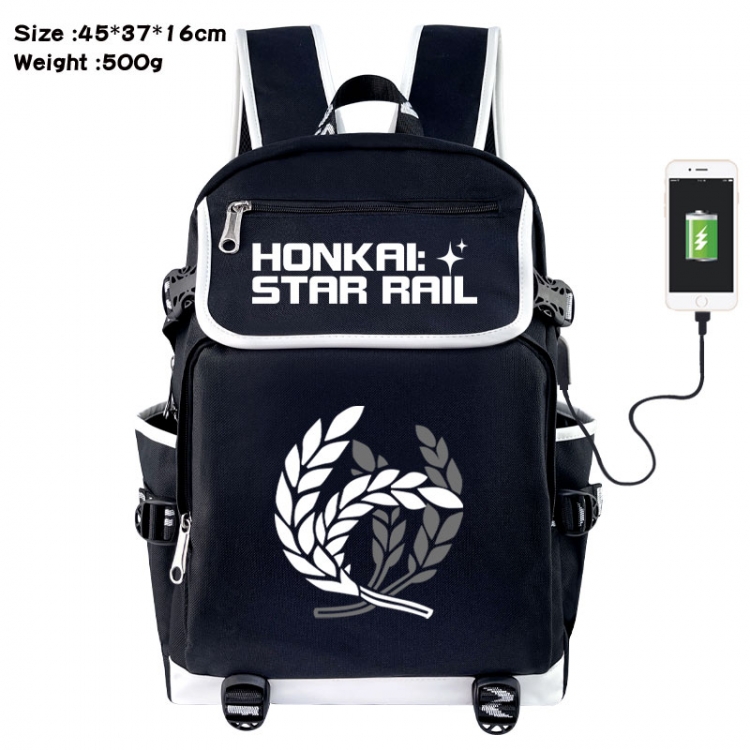 Honkai: Star Anime Flip Data Cable USB Backpack School Bag 45X37X16CM