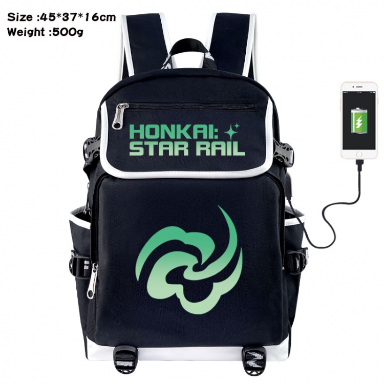 Honkai: Star Anime Flip Data Cable USB Backpack School Bag 45X37X16CM