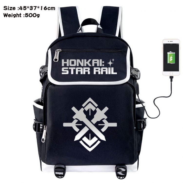 Honkai: Star Anime Flip Data Cable USB Backpack School Bag 45X37X16CM