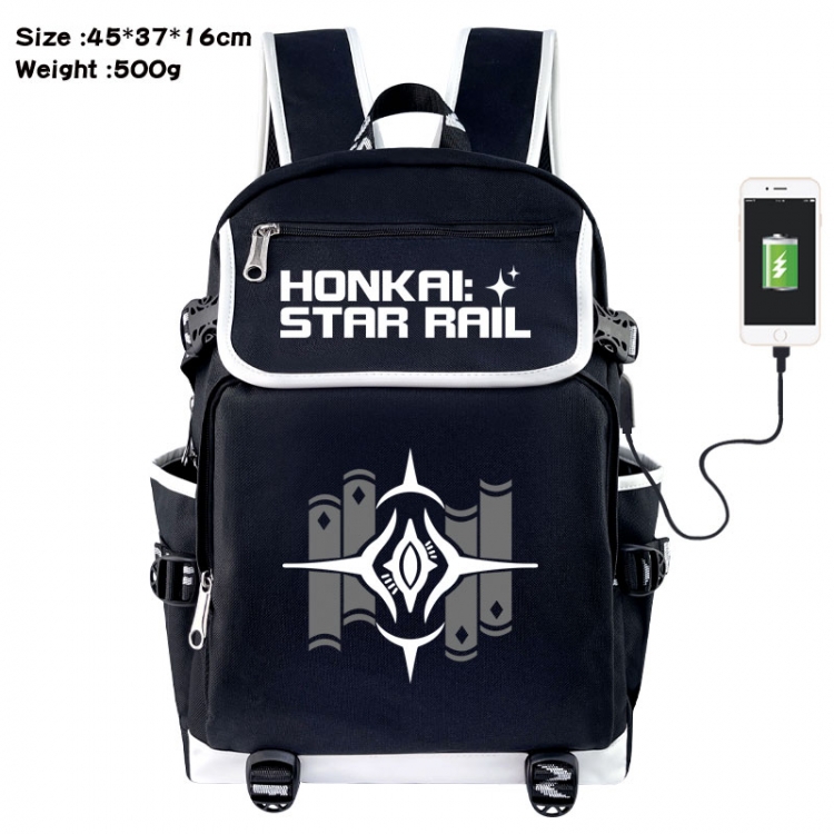 Honkai: Star Anime Flip Data Cable USB Backpack School Bag 45X37X16CM