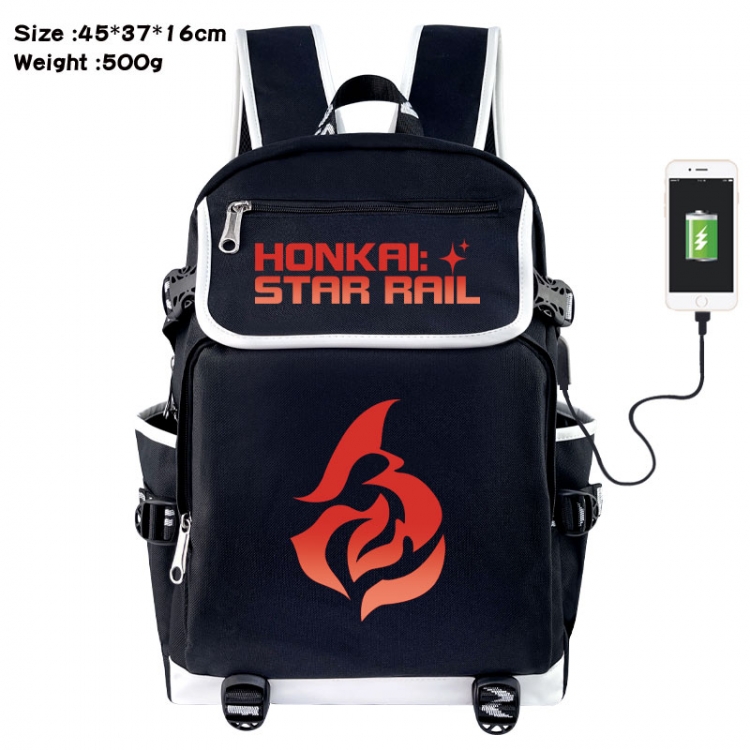 Honkai: Star Anime Flip Data Cable USB Backpack School Bag 45X37X16CM