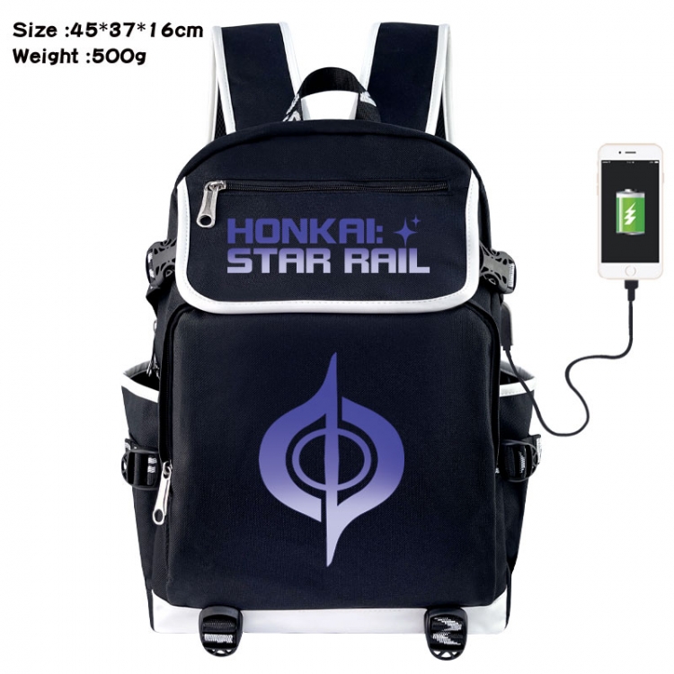 Honkai: Star Anime Flip Data Cable USB Backpack School Bag 45X37X16CM