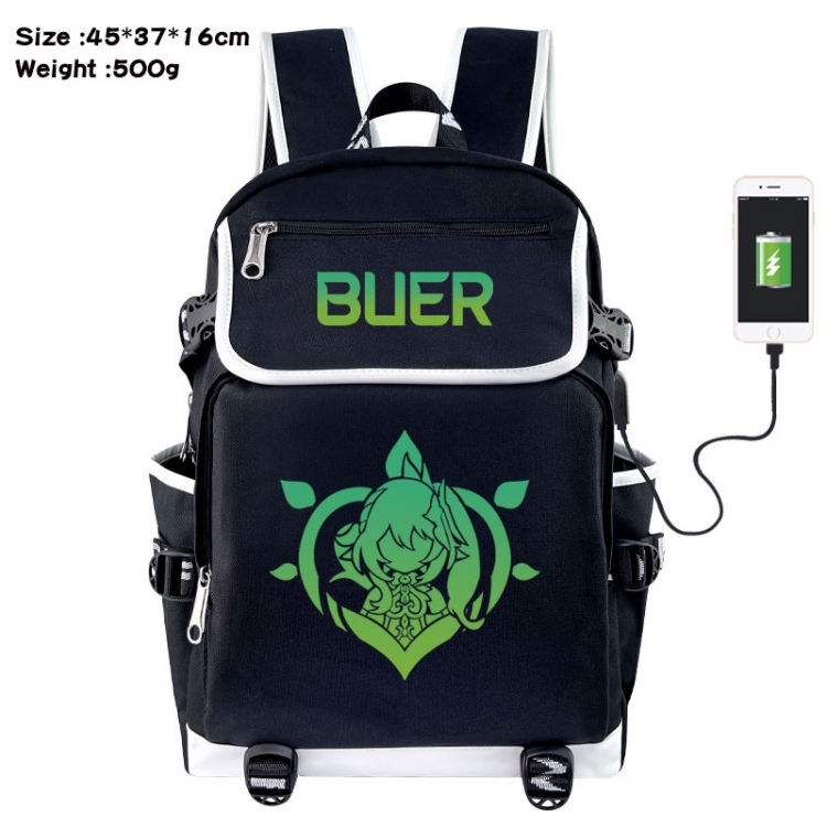 Genshin Impact Anime Flip Data Cable USB Backpack School Bag 45X37X16CM