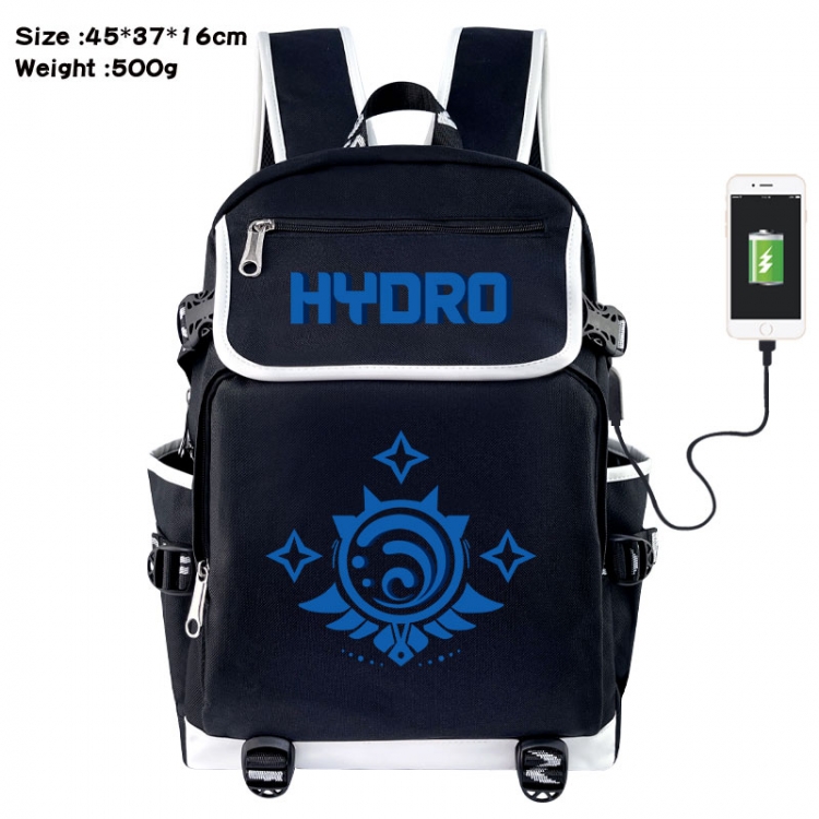 Genshin Impact Anime Flip Data Cable USB Backpack School Bag 45X37X16CM