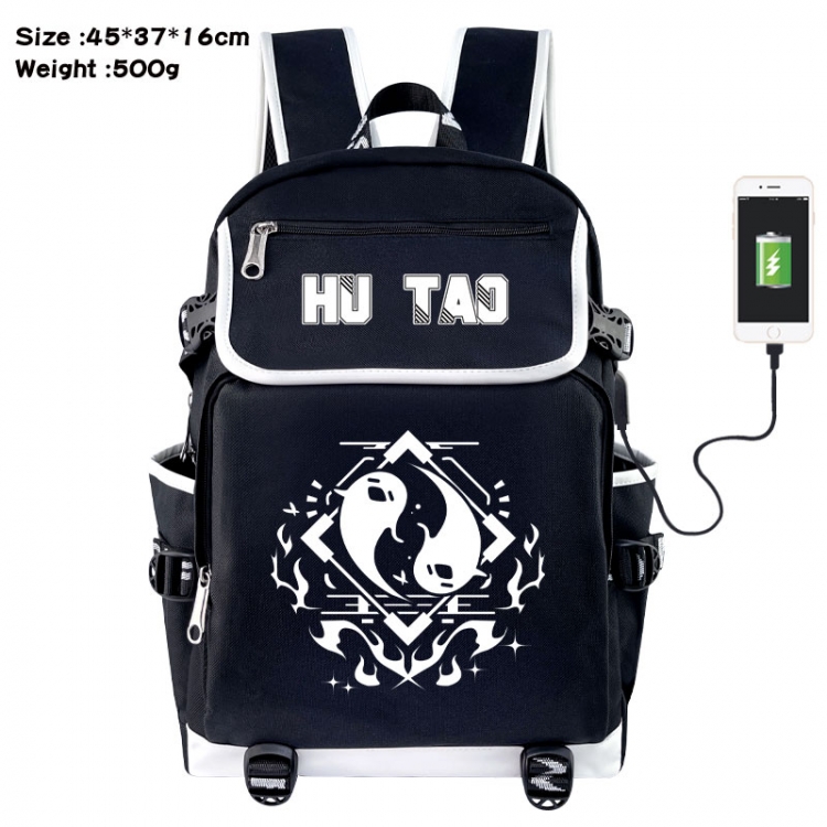 Genshin Impact Anime Flip Data Cable USB Backpack School Bag 45X37X16CM