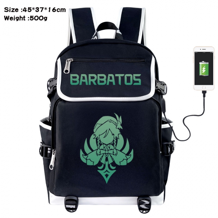 Genshin Impact Anime Flip Data Cable USB Backpack School Bag 45X37X16CM