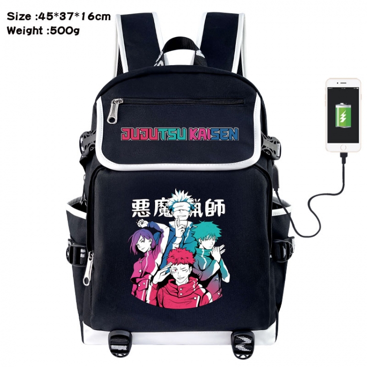 Jujutsu Kaisen Anime Flip Data Cable USB Backpack School Bag 45X37X16CM